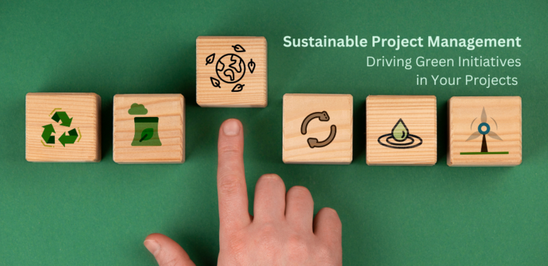 Project managers implementing sustainable practices in green projects